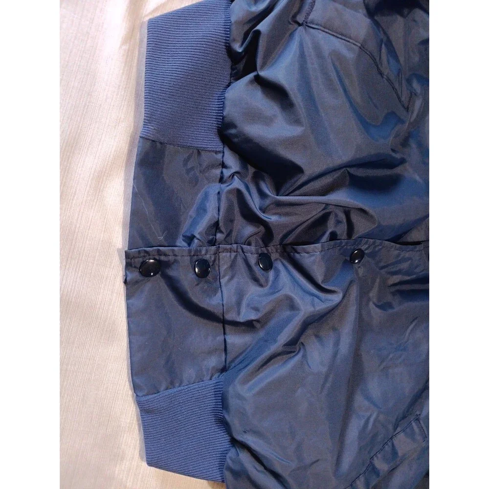 Vintage 80s Artex Roadway Valdosta Ga Satin Bomber Jacket Size Large Blue USA